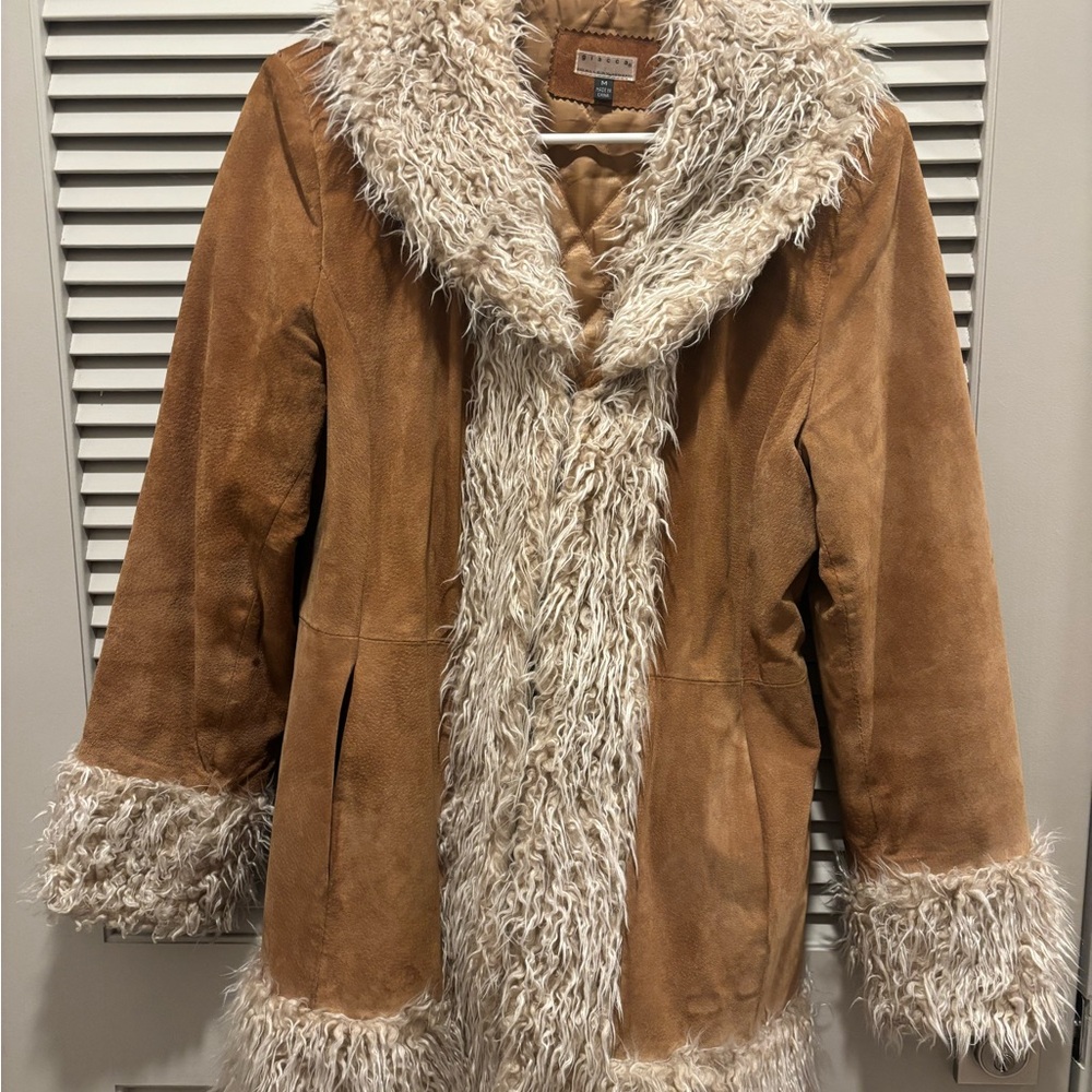 Tan Teddy Jacket with Plush Fur Trim